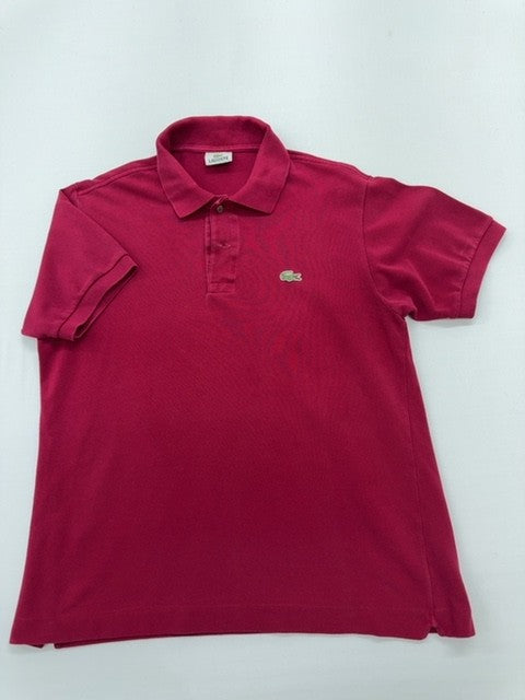 Lacoste Boys Burgundy Logo Polo Shirt Size 4 Button Cotton Knit Casual