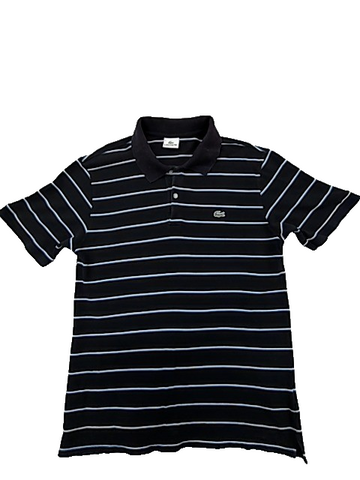 Lacoste Men's Size 6 Black White Stripe Short Sleeve Polo Cotton Shirt