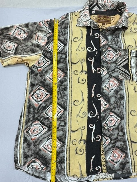 Cotton Club Men's Multi-Color Geometric Short Sleeve Shirt XL