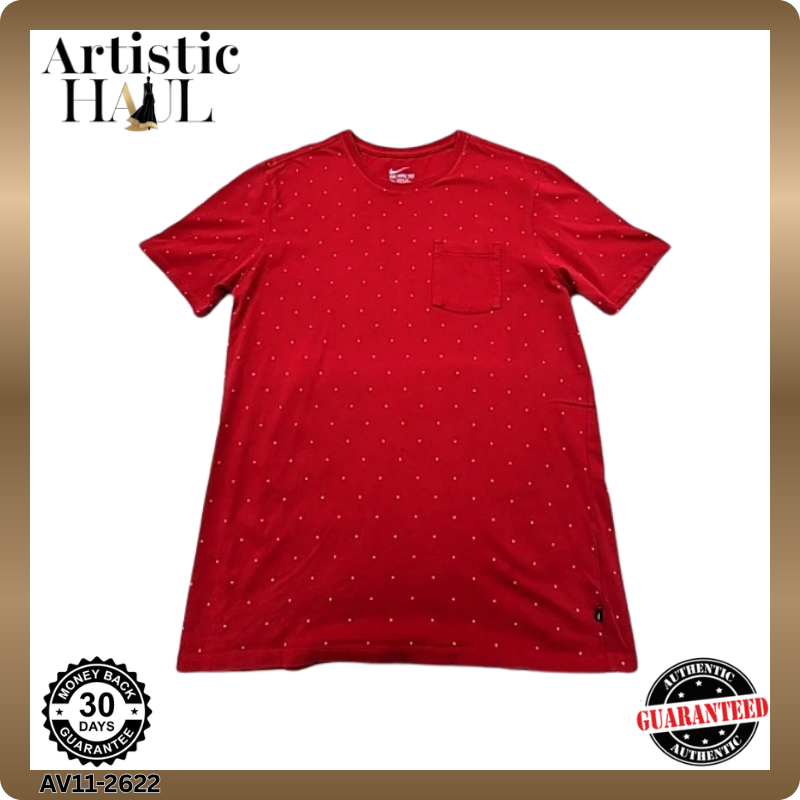 Nike Men's Red Polka Dot The Nike Tee T-Shirt L Athletic Fit Pocket