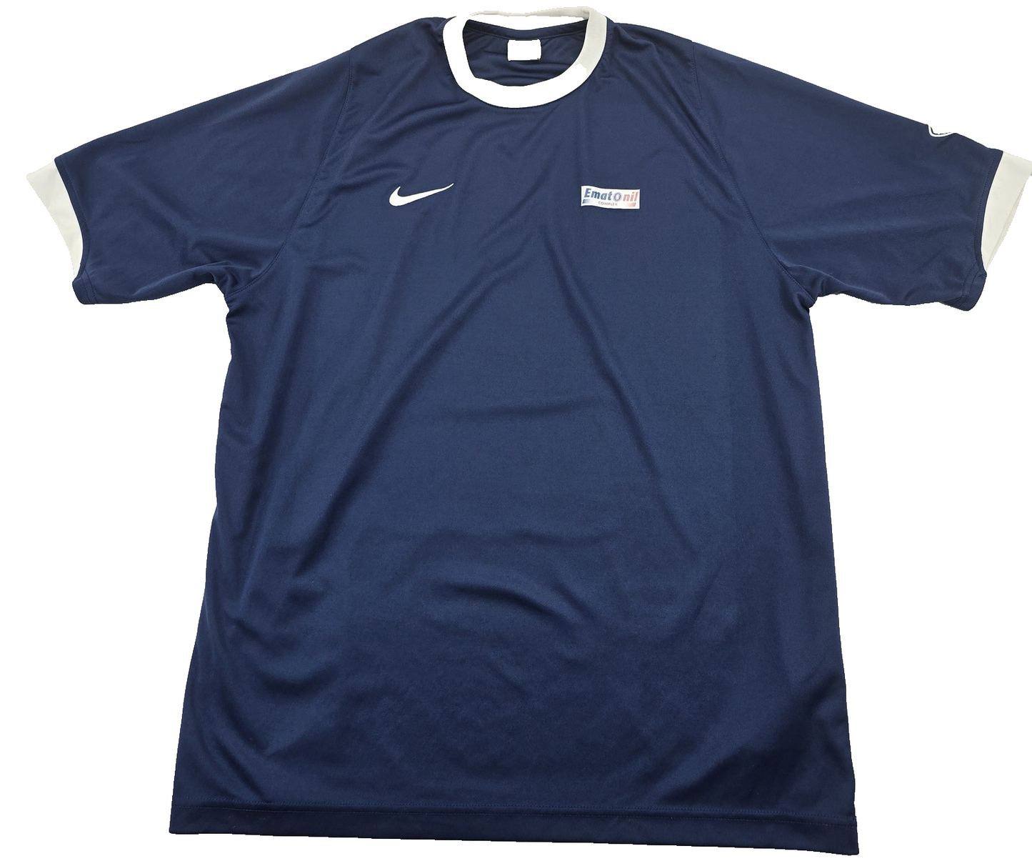 Nike Crew Neck Short Sleeve T-Shirt Men's Size L Navy White Trim