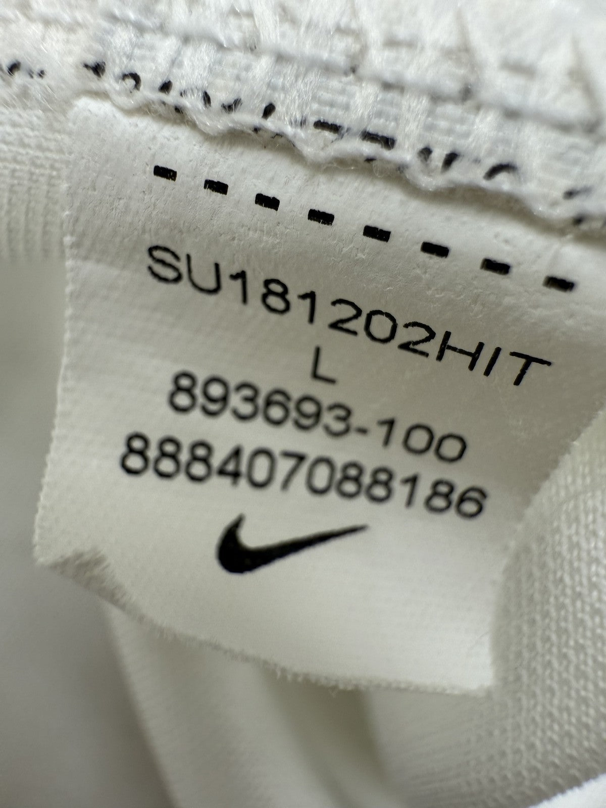 Nike Men's L White Dri-FIT Soccer Jersey Short Sleeve