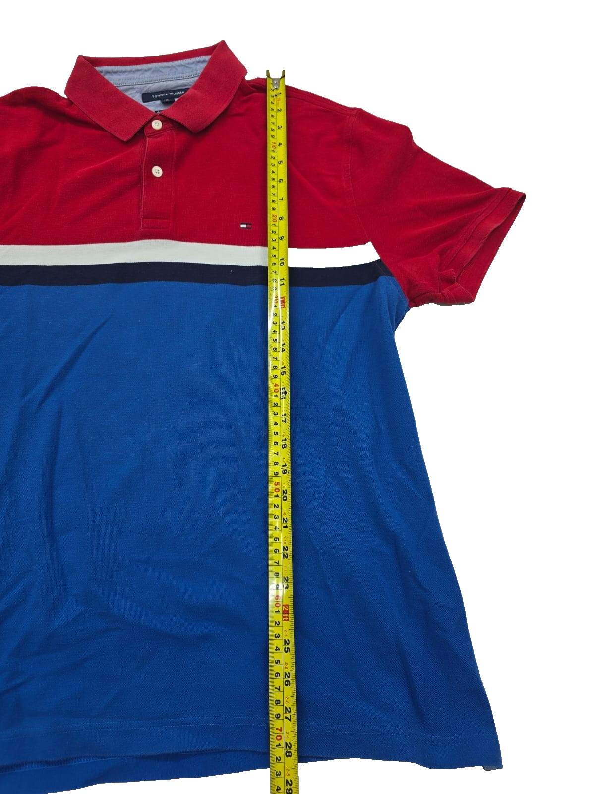 Tommy Hilfiger Men's Colorblock Polo Shirt Red Blue White Size XL