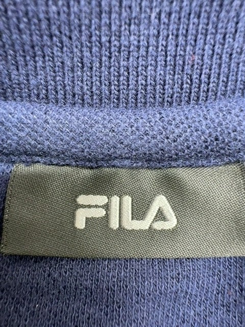 Fila Men's Navy Striped Collar Polo Shirt XL Cotton Pique Short Sleeve