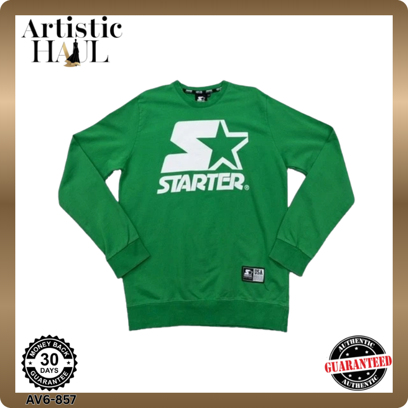 Starter Black Label Green Crewneck Sweatshirt M Italy Cotton Long Sleeve