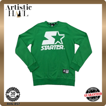 Starter Black Label Green Crewneck Sweatshirt M Italy Cotton Long Sleeve