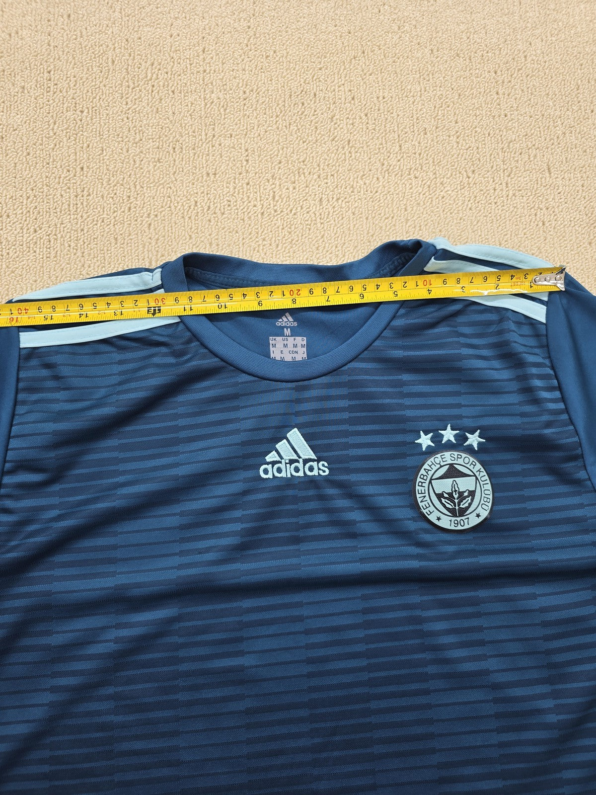 Adidas Men's Navy Striped Soccer Jersey M Short Sleeve Climacool