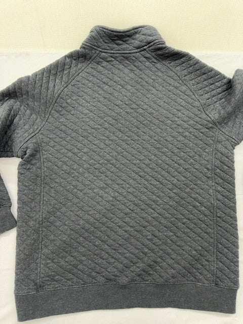 L.L.Bean Men's Quilted Gray L Pullover Hoodie Quarter Zip L-Reg