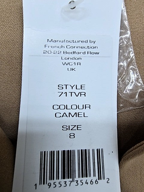 French Connection 71TVR Camel Midi Dress UK 8 Cotton Belted