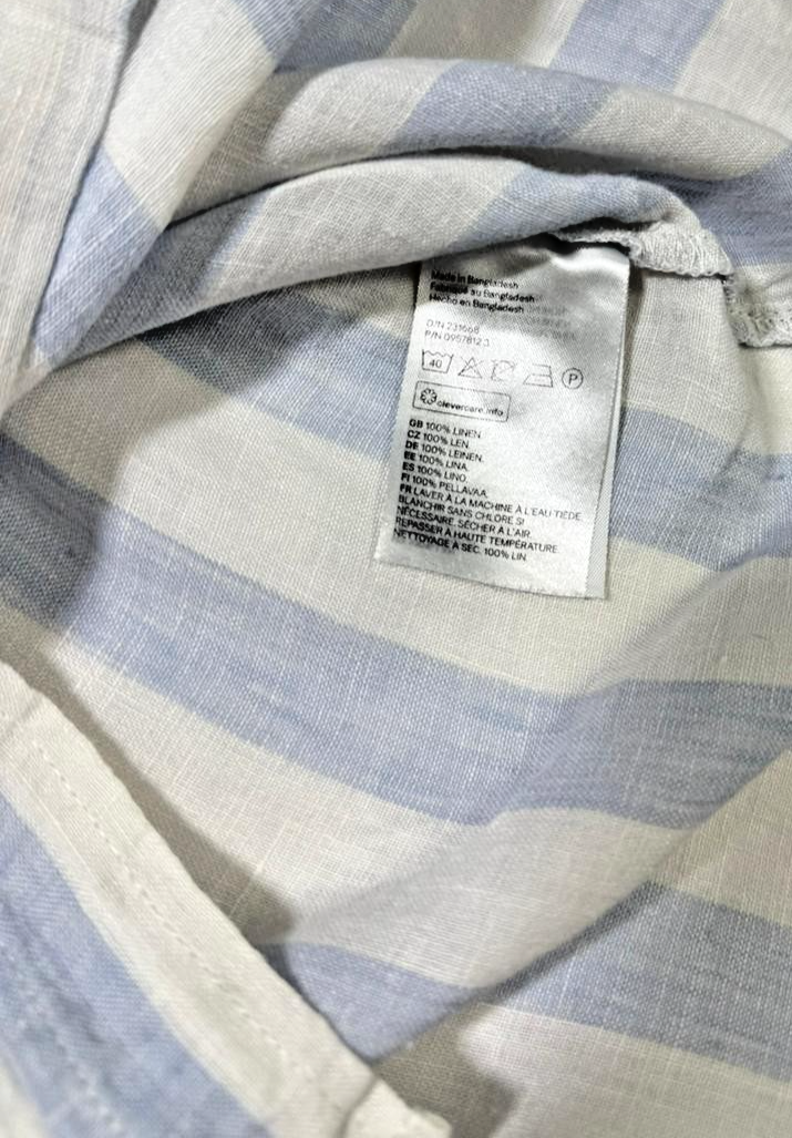H&M Regular Fit Striped Cotton Linen Long Sleeve Shirt | Size: M