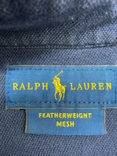 Ralph Lauren Men's Blue Mesh Button Down Shirt Slim Long Sleeve