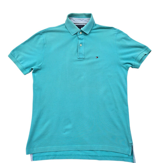 Tommy Hilfiger Men’s Turquoise Cotton Pique Polo Shirt M Classic Logo
