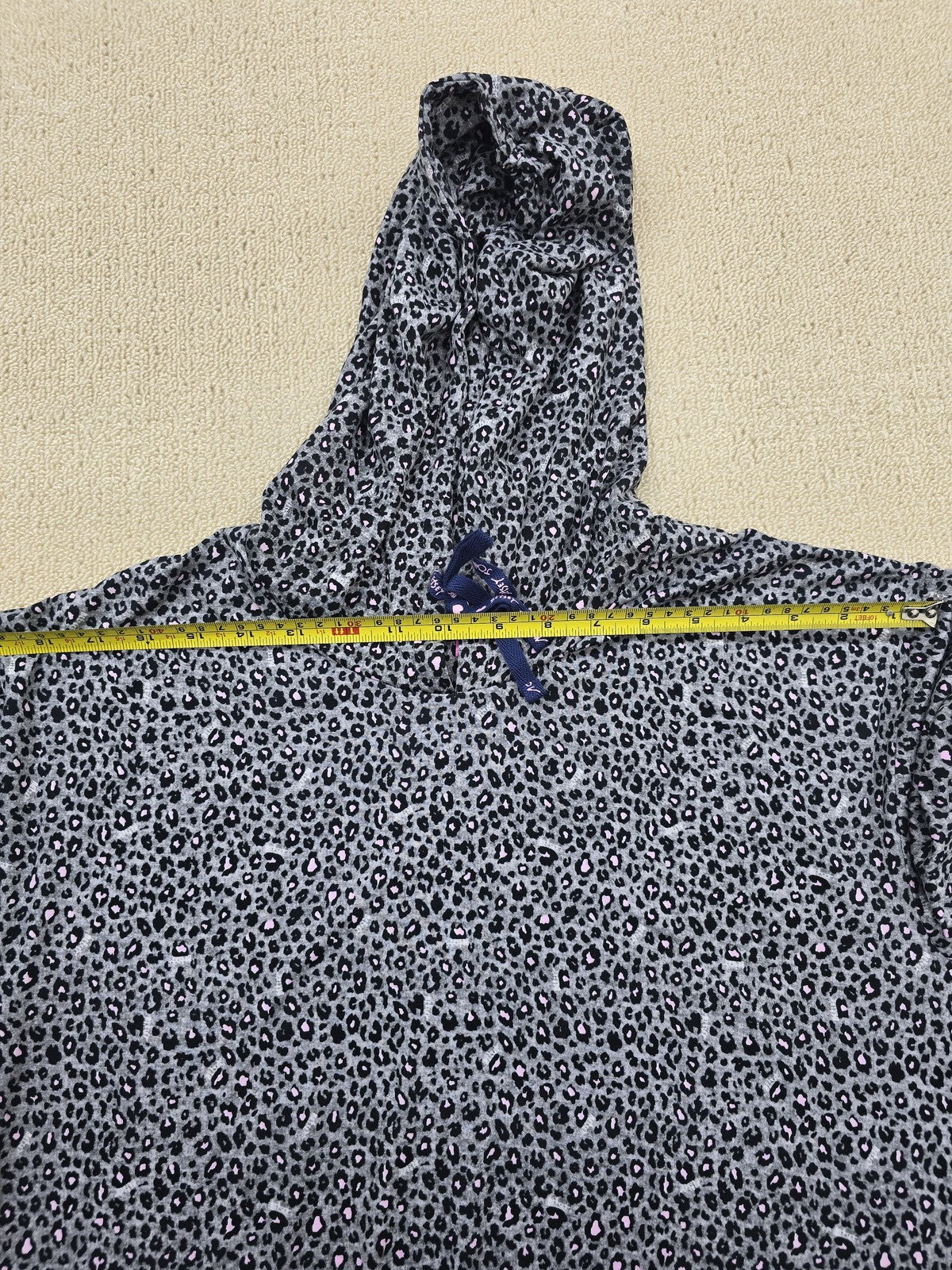 Betsey Johnson Leopard Hooded Long Sleeve Dress M Gray