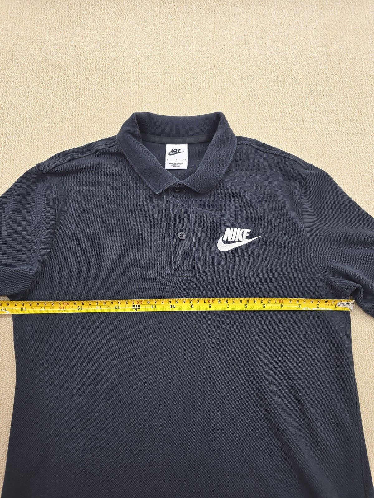 Nike Men's Grey Cotton Polo Shirt Short Sleeve Button S