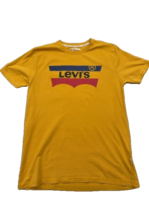 Levi's Yellow Stripe Short Sleeve T-Shirt M 100% Cotton Red Tab