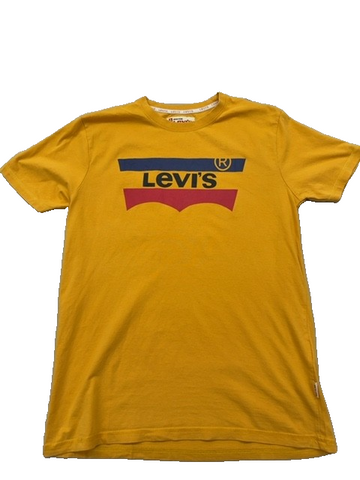 Levi's Yellow Stripe Short Sleeve T-Shirt M 100% Cotton Red Tab