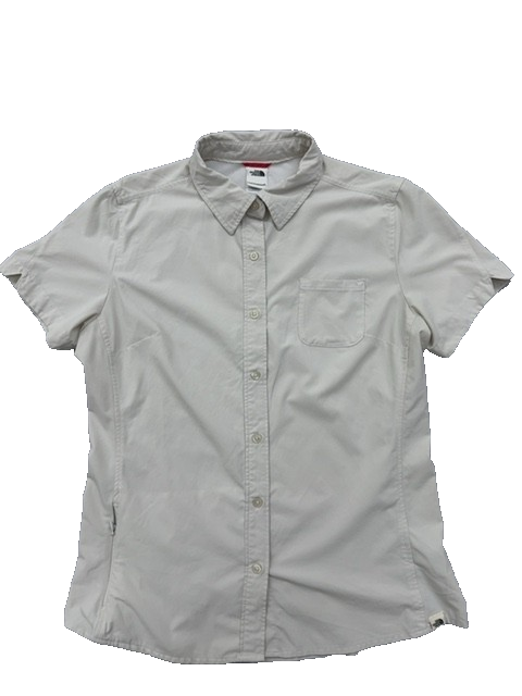 The North Face Women's Grey Short Sleeve Button-Down Shirt L Regular
