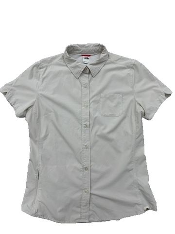 The North Face Women's Grey Short Sleeve Button-Down Shirt L Regular