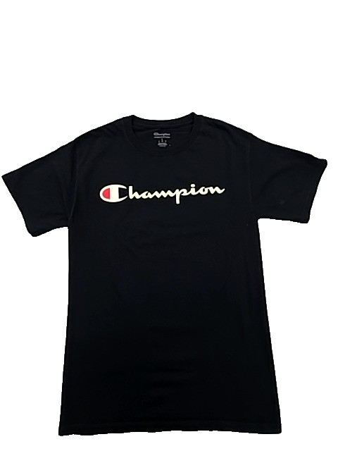 Champion Men's Black S Short Sleeve T-Shirt Cotton Regular Fit