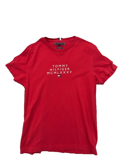 Tommy Hilfiger Men's Red S Short Sleeve Organic Cotton Crewneck T-Shirt