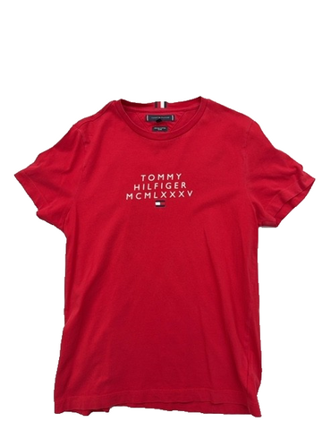 Tommy Hilfiger Men's Red S Short Sleeve Organic Cotton Crewneck T-Shirt