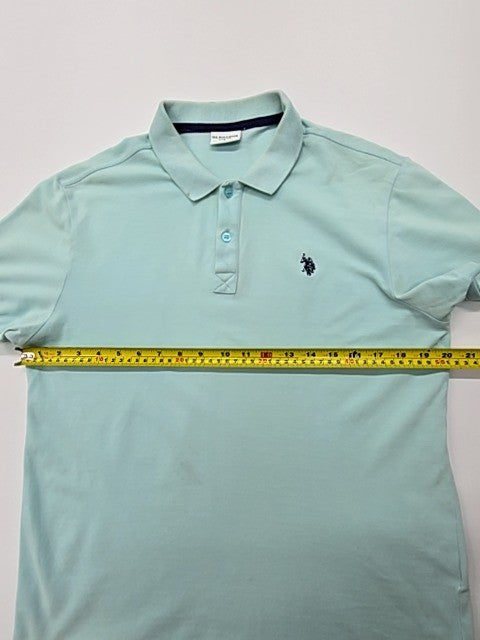 U.S. Polo Assn Men Light Blue Cotton Polo Shirt Size L Regular