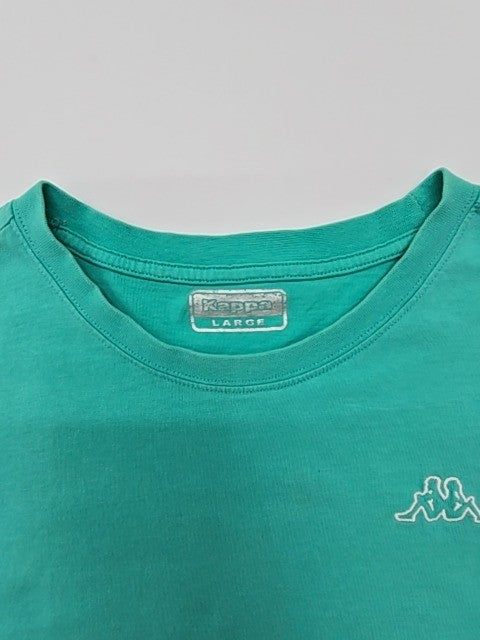 Kappa Men's Turquoise Logo Cotton T-Shirt Size L Regular Crew Neck