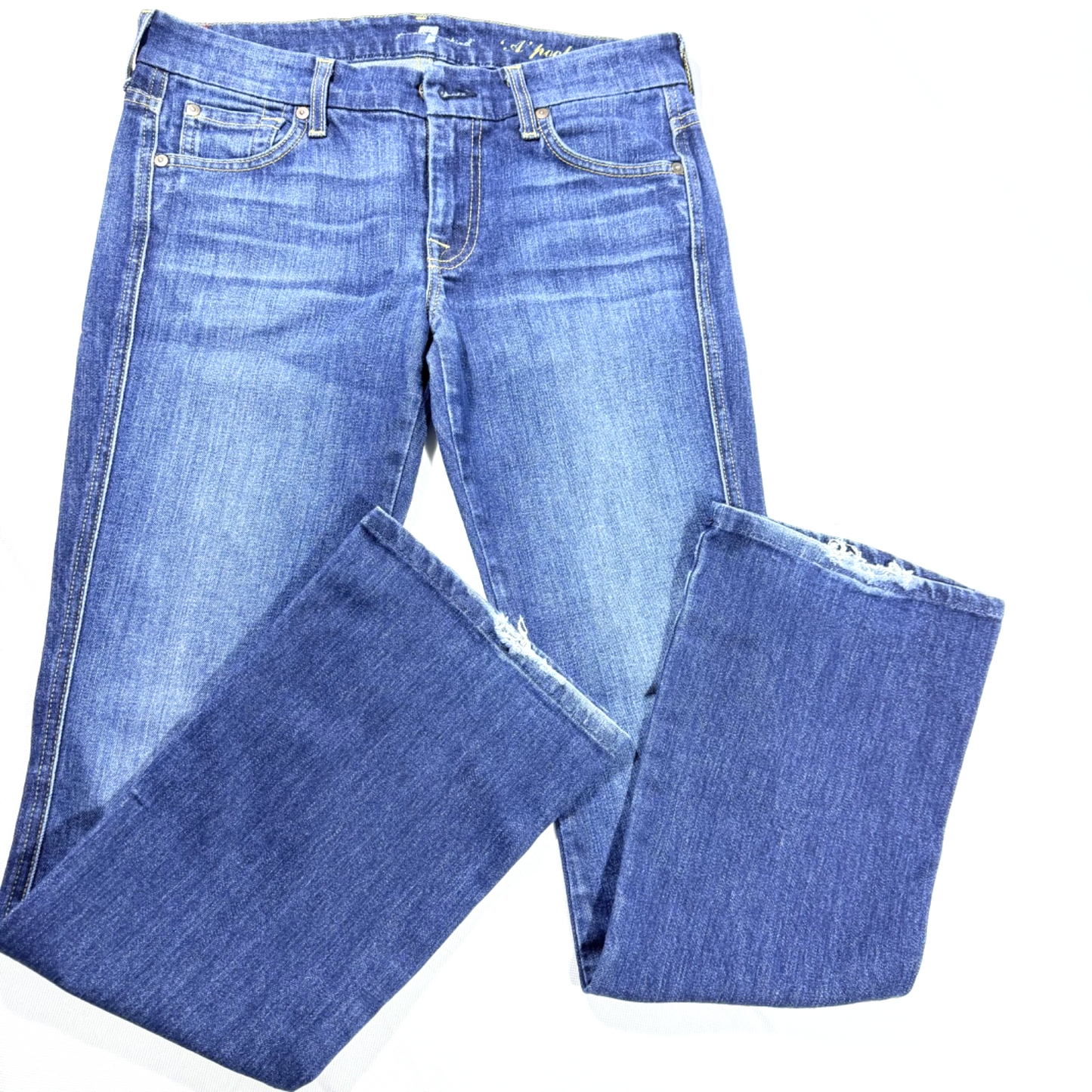 Vintage 7 For All Mankind Jeans Women's 27 A Pocket Flare Dark Y2K Low Rise