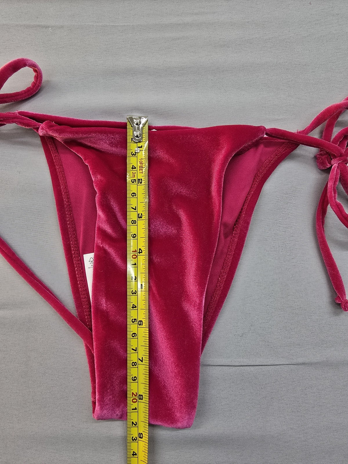 Bershka Women's Magenta Velvet Tanga Swimsuit Size L Tie Sides