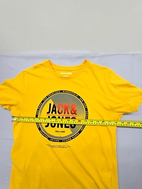 Jack & Jones Yellow Short Sleeve Crew Neck T-Shirt Sz S Unisex