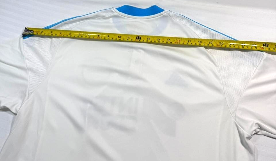 Adidas Olympique De Marseille Football Shirt In White And Light Blue - Size L
