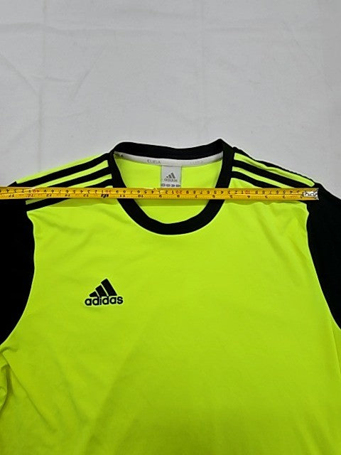 Adidas Men's L Yellow Soccer Jersey Short Sleeve Striped Climacool
