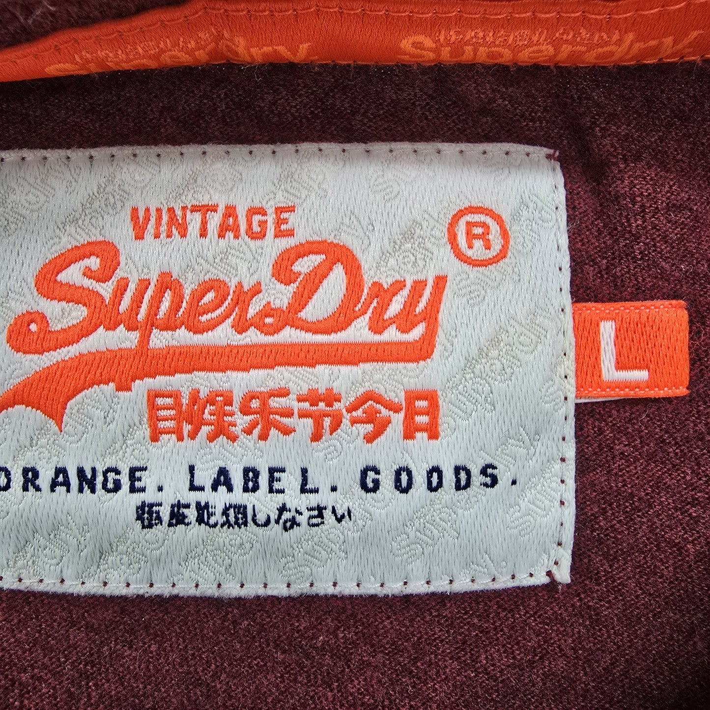Superdry Men's Burgundy T-Shirt L Crew Neck Short Sleeve Vintage Logo