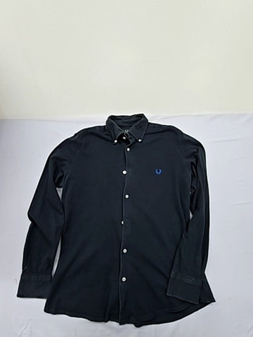 Fred Perry Black Cotton Button-Down Long Sleeve Shirt Men's M England