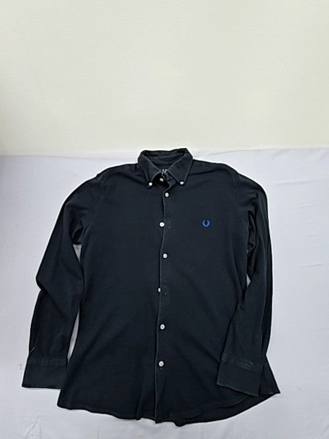 Fred Perry Men's Black Shirt – Size M, Long Sleeve, Cotton
