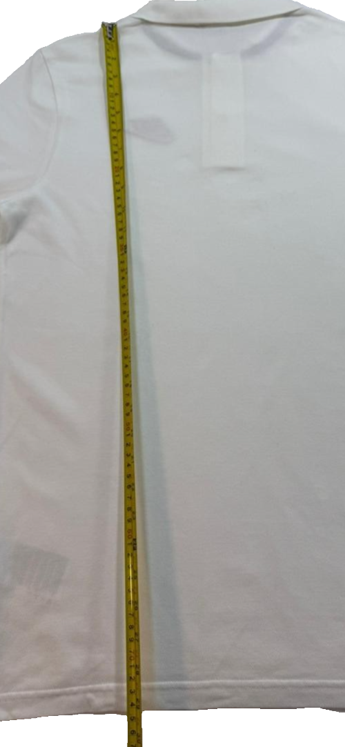 Nike Men's White V-Neck Polo Shirt With Gold Embroidered Logo Size M