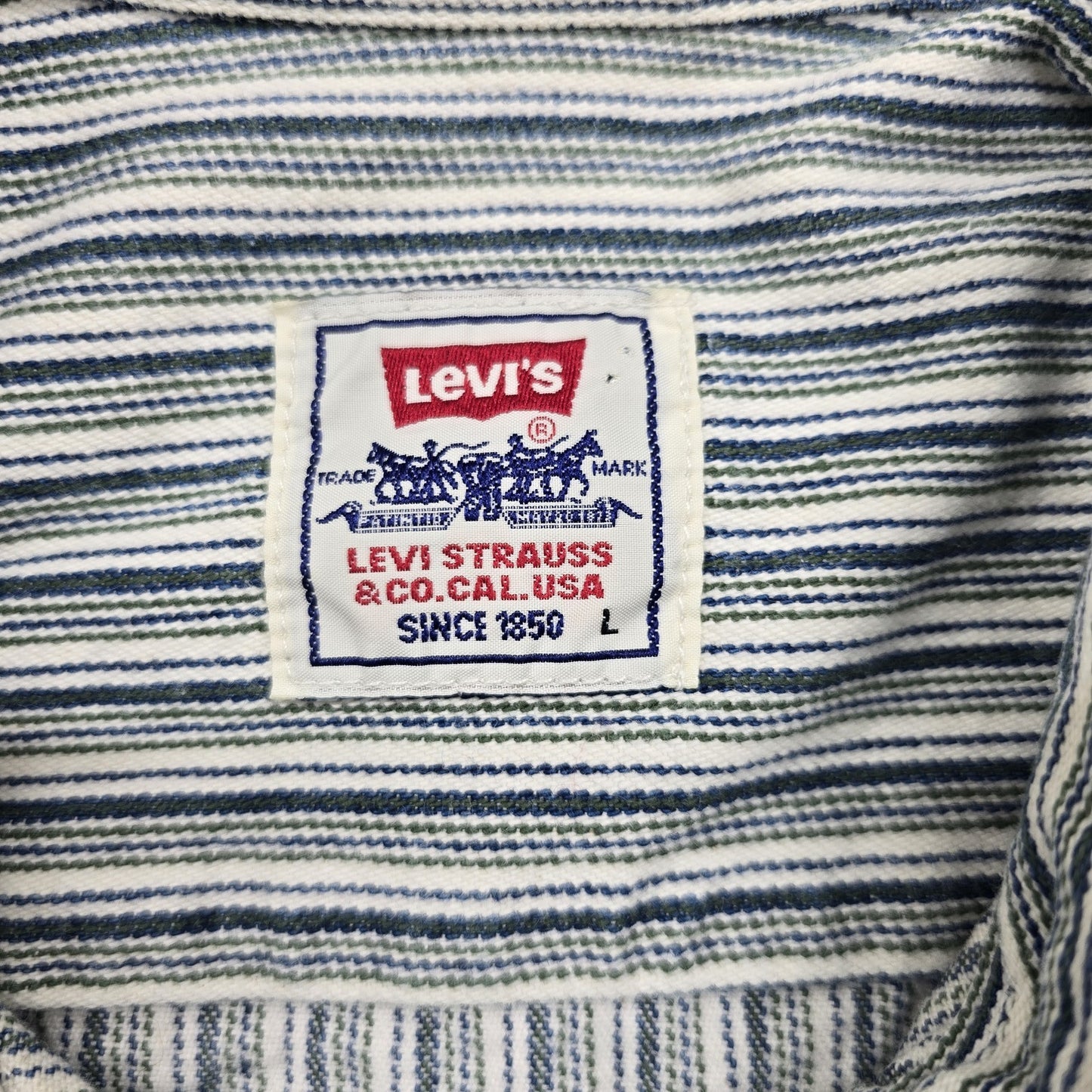 Levi's Men's Blue Striped Denim Button-Down Shirt Size L Relaxed Fit