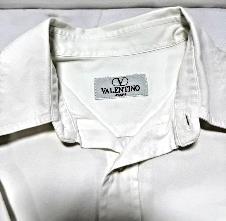 Valentino Jeans Mens Long Sleeve Shirt | Size: M | White | Botton Up