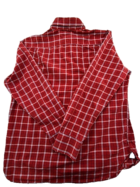Tommy Hilfiger Men's L Red Plaid Flannel Long Sleeve Button Down