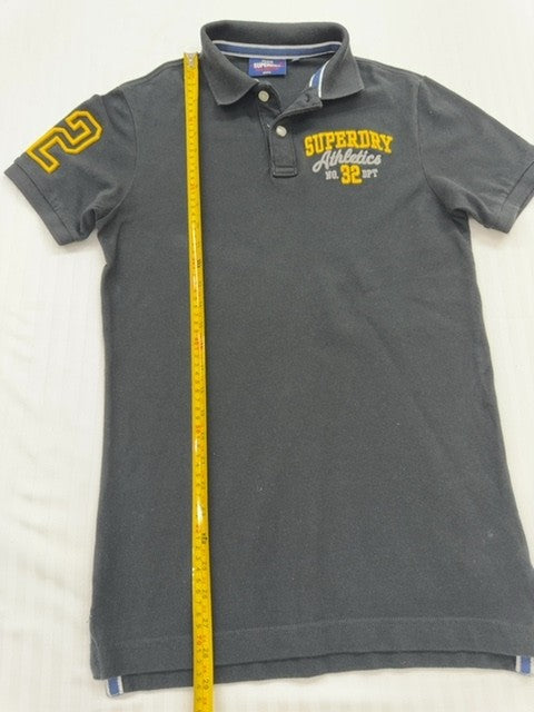 Superdry Men's Charcoal Embroidered Polo Shirt Size S