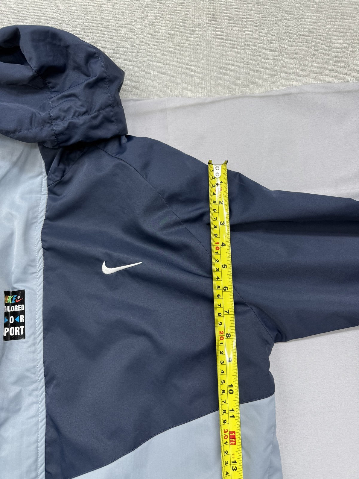 Nike Hooded Jacket XL Navy Gray Polyester Zip Color Block