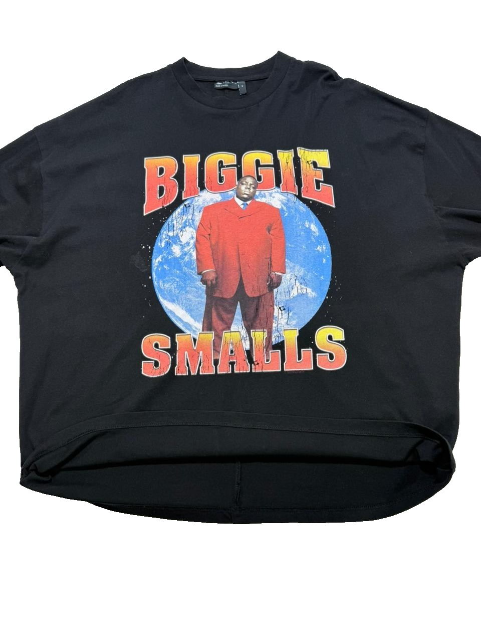 Notorious Big Biggie Planet Graphic Print T-Shirt Short Sleeve Size M Rap Tee