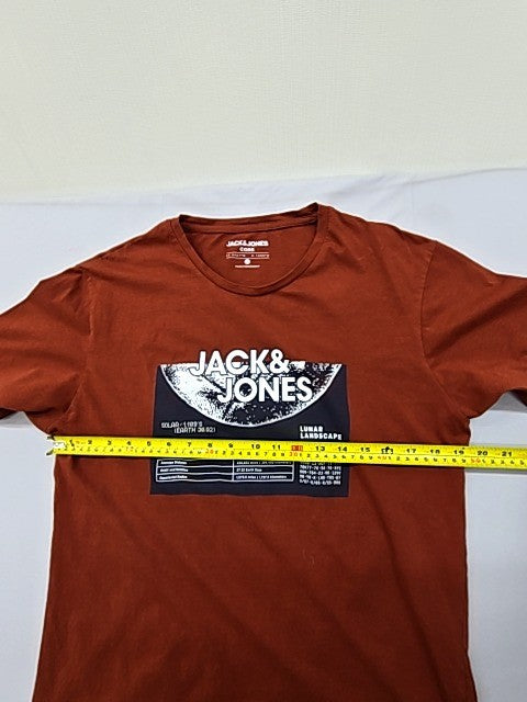 Jack & Jones Men's Rust Printed T-Shirt L Short Sleeve Cotton