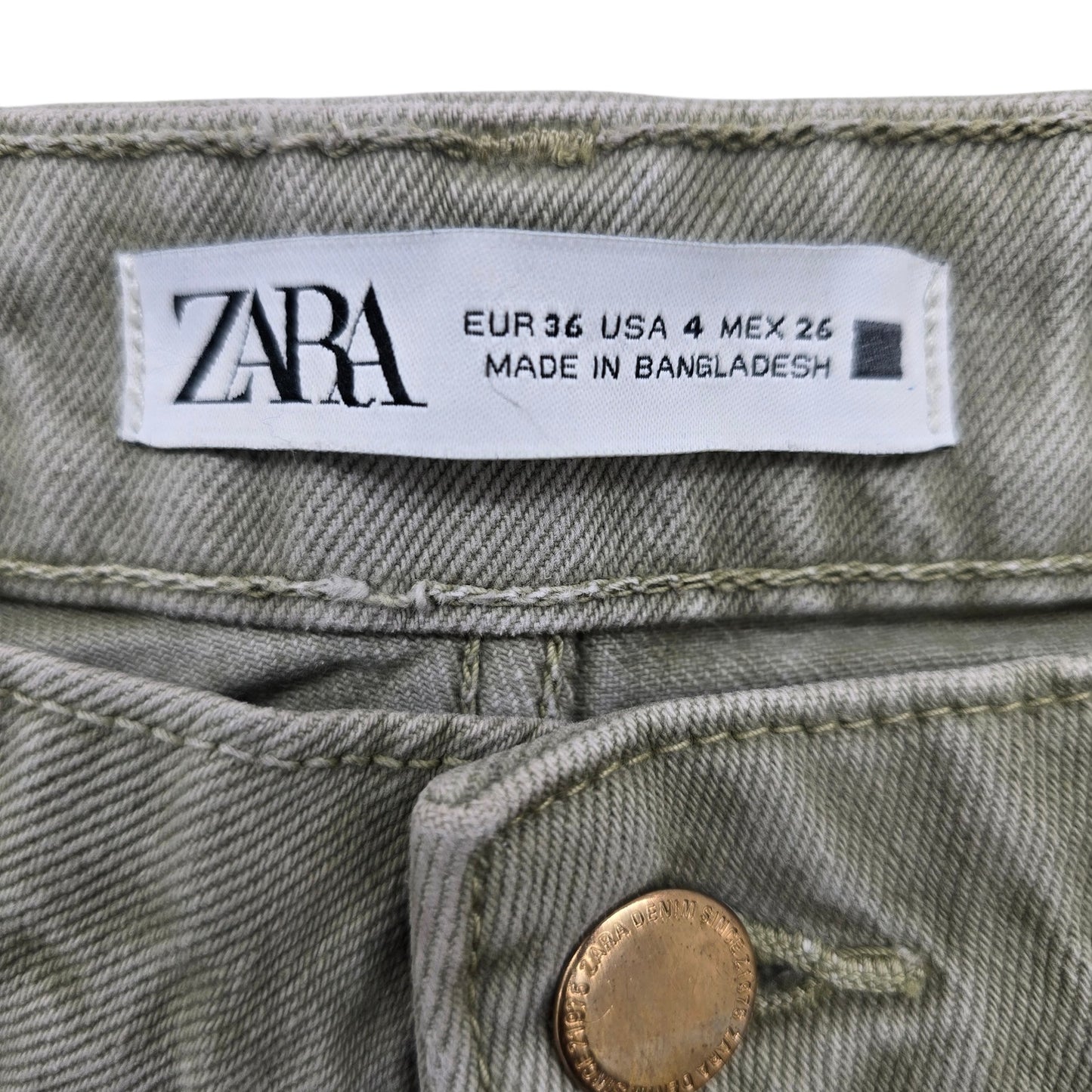 ZARA Women's Sage Green Straight Leg Jeans Size 4