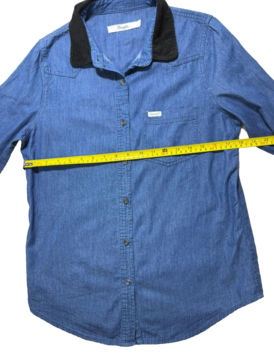 Vtg Wrangler Chambray Color Block Long Sleeve - Size 10