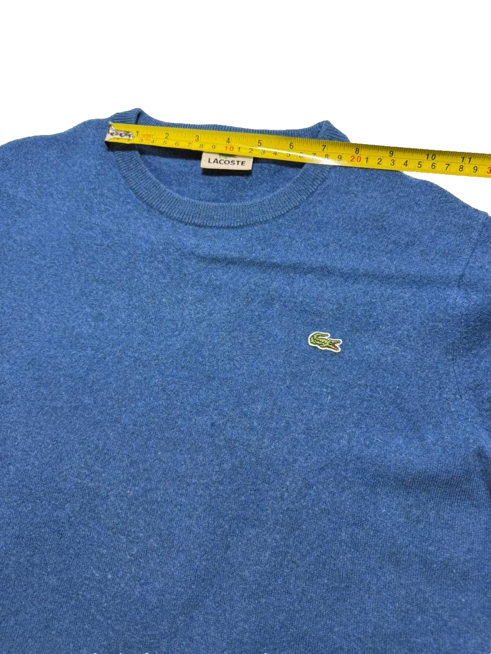 Lacoste Men's Blue Wool Crewneck Sweater Classic Crocodile Logo