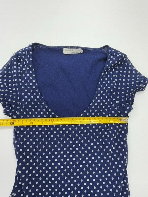 Special Basics Women Navy Blue Polka Dot Fit & Flare Dress Size M Good Cond