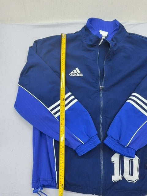 Vintage Adidas Women's Blue Track Training Jacket M #10 Soccer Zip