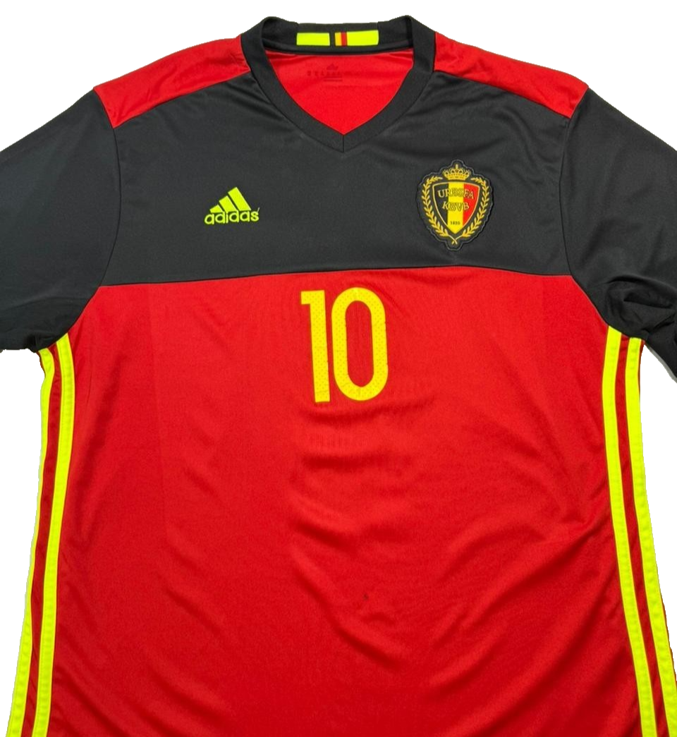 Adidas Men's Red Belgium Eden Hazard #10 Jersey Climacool Short Sleeve Size XL