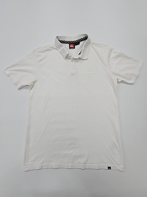 Quiksilver Men White Polo Shirt size S product image 1